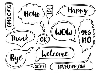 Bubble speech collection. Communication design. Social ballon comment.