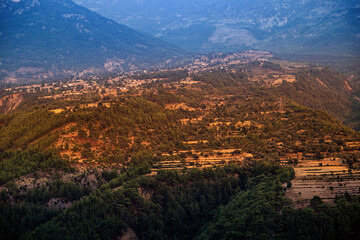 Bozburun Taurus mountains at sunset in Antalya province. Environment and natural parks in Turkey