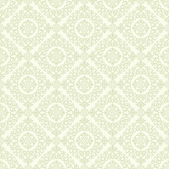 Seamless light background with beige pattern in baroque style. Vector retro illustration. Islam, Arabic, Indian, ottoman motifs. Perfect for printing on fabric or paper.