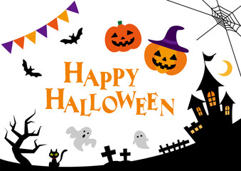 ハロウィンアイコンイラスト/白背景