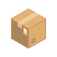 Isometric parcel icon.Packing box vector illustration isolated on white background.