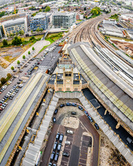 Aerial view of Bristol Temple meads train station