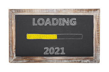blackboard with the message loading 2021