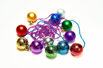 Christmas balls on a white background, new year, christmas toys, holiday, christmas.