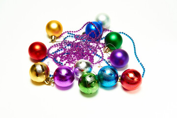 Christmas balls on a white background, new year, christmas toys, holiday, christmas.