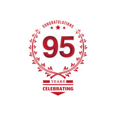 95 year anniversary logotype with red color on white background for celebration event