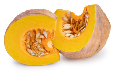 Slice of pumpkin isolated on white background, Pumpkin isolated on white background With clipping path.