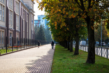 Kaliningrad city street at autumn time.