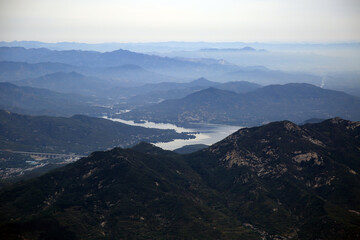 River flows through mountains