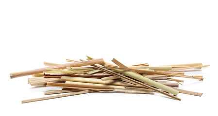 Straw, thatch pile isolated on white background