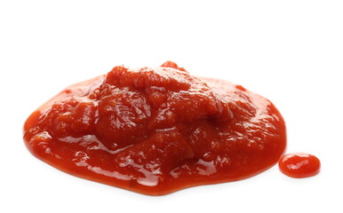 Tomato sauce with chopped chunks isolated on white background