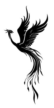Phoenix Mythical Bird, Vector Silhouette