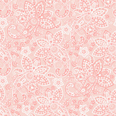 paisley floral vector illustration in damask style. seamless background