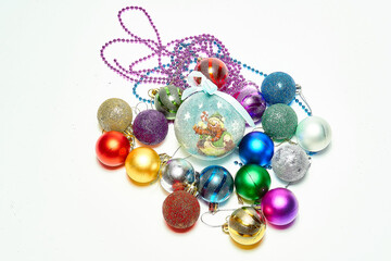 Christmas balls on a white background, new year, christmas toys, holiday, christmas.