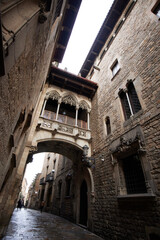 Fototapeta na wymiar Streets in the Bari Gotic of Barcelona, Spain