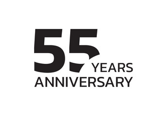 55th anniversary logo. 55 years celebrating icon or badge. Vector illustration.
