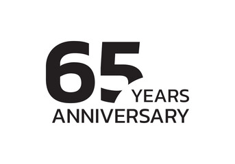 65th anniversary logo. 65 years celebrating icon or badge. Vector illustration.