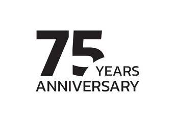 75th anniversary logo. 75 years celebrating icon or badge. Vector illustration.