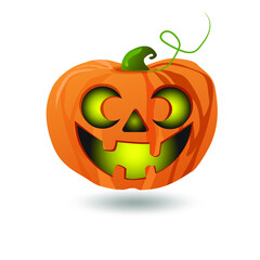 Pumpkin for Halloween with scary smile face. Carved pumpkin