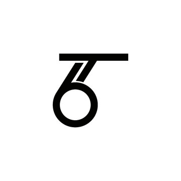  6T alphabet logo design and black vector in white background