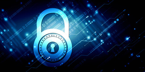 2d illustration Safety concept: Closed Padlock on digital background

