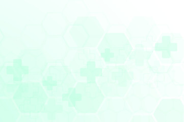Abstract healthy and medical background. Technology and science wallpaper template with hexagonal shape. Soft blue color medical banner template with space for text. Business vector illustration.