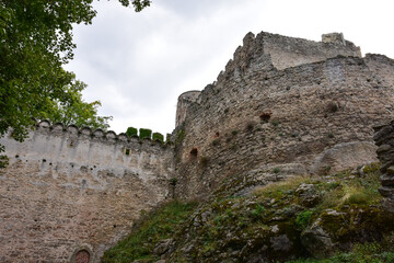 Fototapeta na wymiar The ruins of the Chojnik castle, in the Karkonosze National Park of Poland.