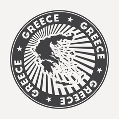Greece round logo. Vintage travel badge with the circular name and map of the country, vector illustration. Can be used as insignia, logotype, label, sticker or badge of Greece.