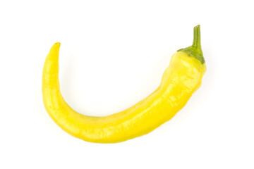 yellow hot chili pepper isolated on white background. Close-up