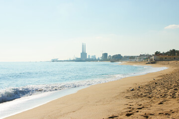 The beach of Badalona close to the city of Barcelona, Spain