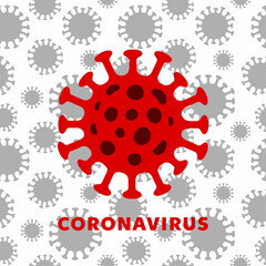 Poster with a molecule and the inscription coronavirus.