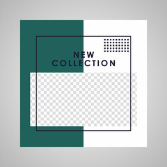 Set of Editable minimal square banner template. Suitable for social media post and web internet ads. Vector illustration with photo college.