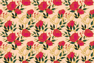 Fototapeta na wymiar Seamless pattern of floral concept with vintage style