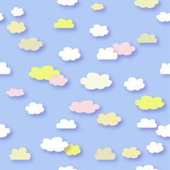 seamless pattern with clouds, pastel colors , vector