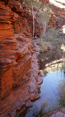 The Spider Walk tight canyon hike through the Hancock Gorge of Karijini National Park in Western Australia.