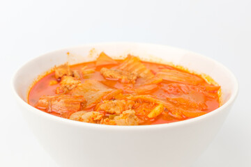 Kimchi stew on white background