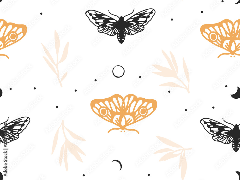 Canvas Prints hand drawn vector abstract flat stock graphic icon illustration sketch seamless pattern with celesti