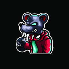 Logo Mouse esport gaming holding joystick