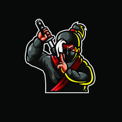 Ninja sword Esport logo mascot illustration