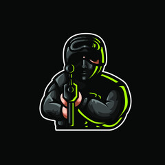 Sniper police esport logo mascot illustration © Tokaili