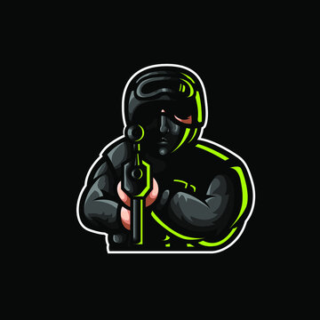 Sniper police esport logo mascot illustration