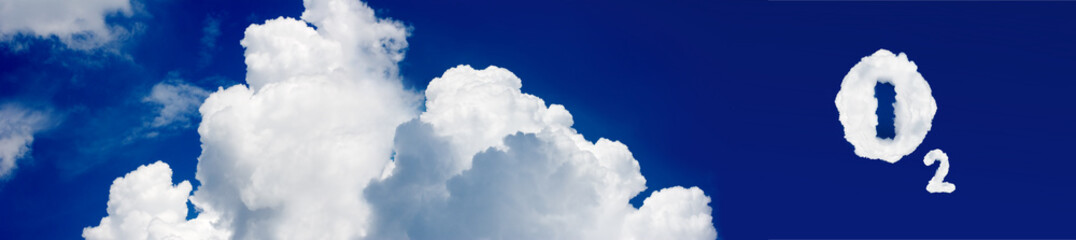 Oxygen formula cloud against blue sky