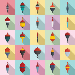 Bobber icons set. Flat set of bobber vector icons for web design © anatolir