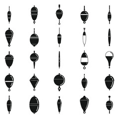 Float bobber icons set. Simple set of float bobber vector icons for web design on white background © anatolir