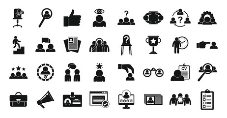 Recruiter icons set. Simple set of recruiter vector icons for web design on white background