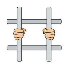 Hands Holding Prison Bars Icon