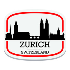 Zurich Switzerland Label Stamp Icon Skyline City Design Tourism Logo.