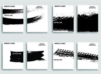 Vintage Set Of Different Grunge Textured Brochures . Black and White Patterns in Grungy Style . Vector