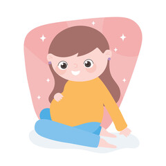 pregnancy and maternity, cute pregnant woman sitting cartoon