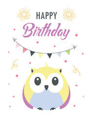 greeting card with cut owl, vector illustration